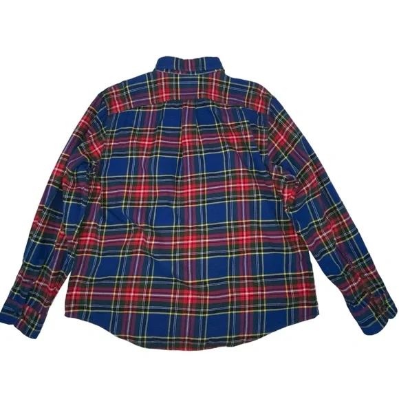 Land's End Traditional Fit Blue Red Plaid Flannel Button Down Shirt - Men’s XL - Picture 6 of 10